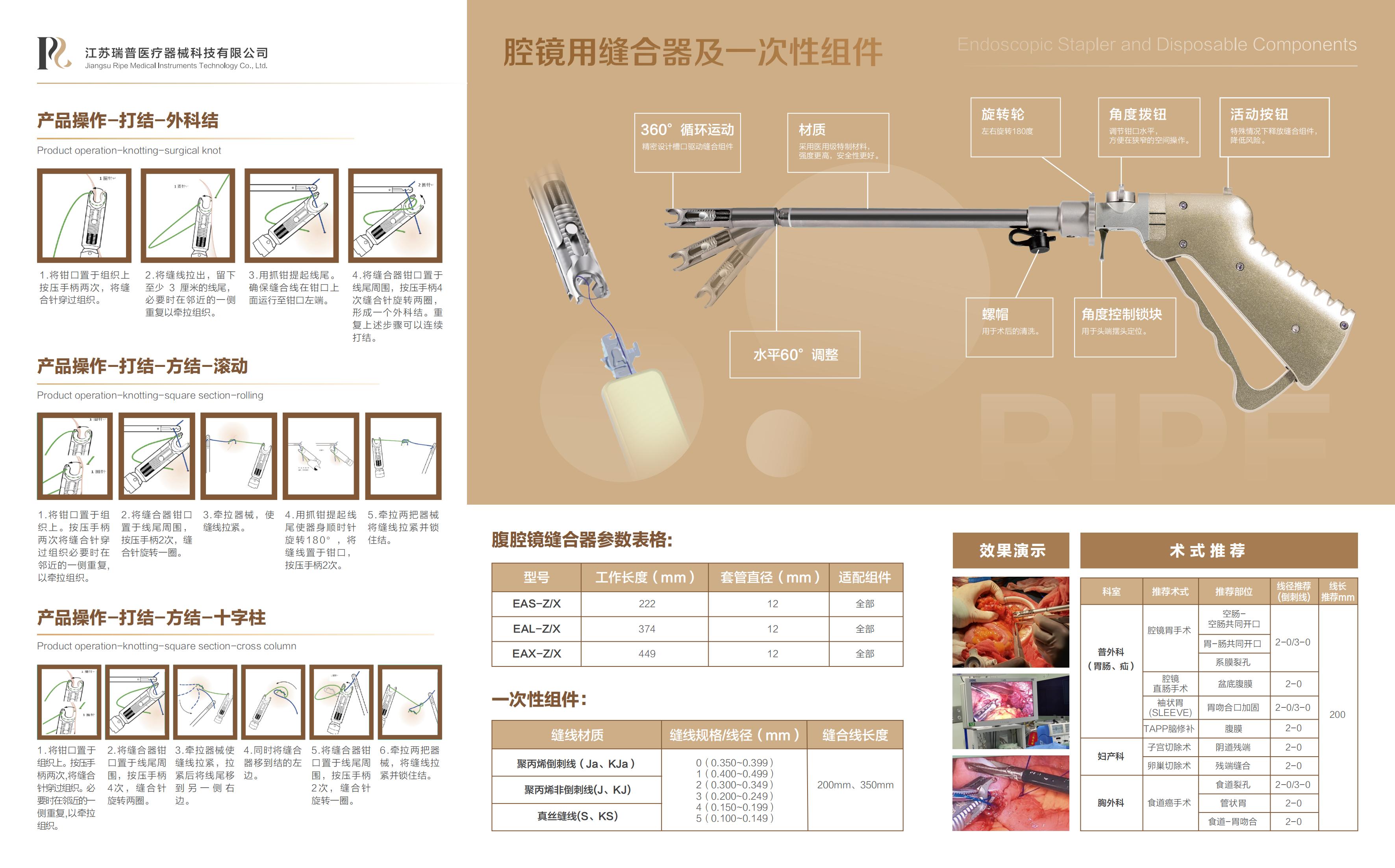 腔鏡用縫合器及一次性組件  產品類別